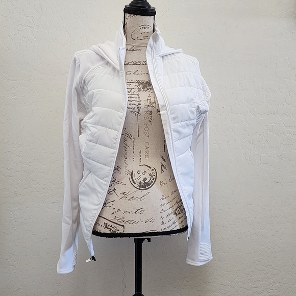 Women's Tek Gear Hooded Mixed Media White Jacket CHOOSE SIZE - Picture 14 of 16